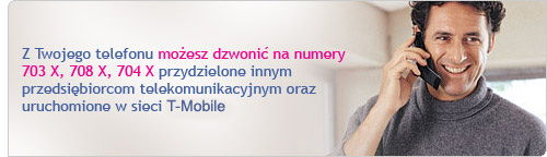 Po�aczenia na numery 703 X, 708 X, 704 X