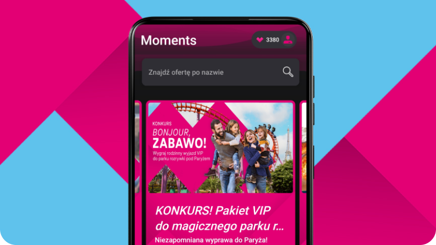 Widok przykładowej oferty w Moments w aplikacji Mój T-Mobile