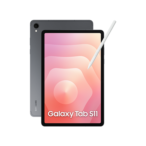 Tablet Samsung Galaxy Tab S11 pokazany od frontu i tyłu z rysikiem