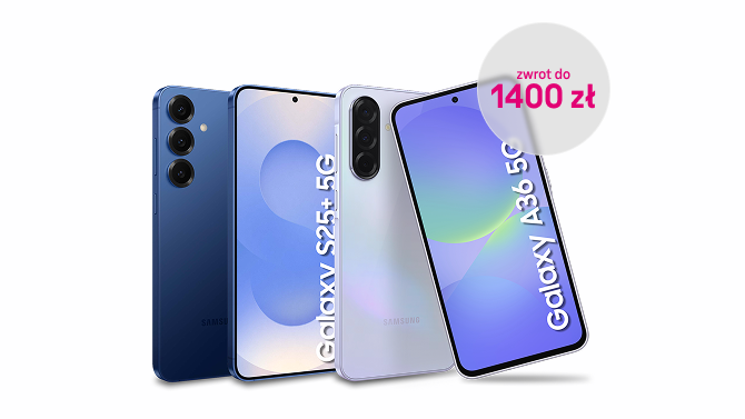 telefony Samsung Galaxy z serii S25 pokazane z przodu i z tyłu