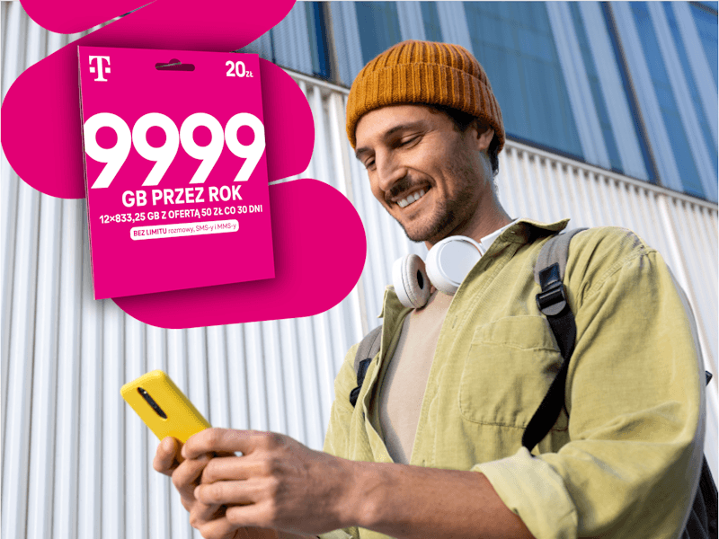 chłopak ze starterem na kartę 9999GB