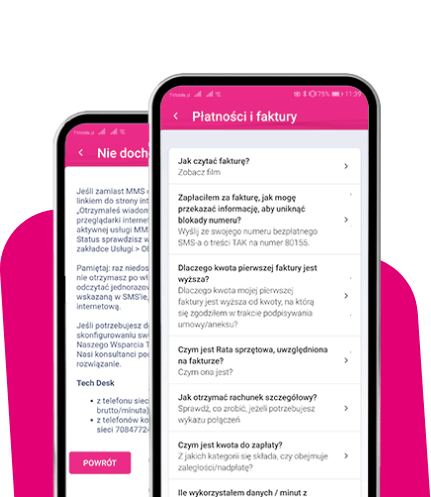 Skorzystaj z bazy wiedzy w zakładce 'Pomoc' w aplikacji Mój T-Mobile