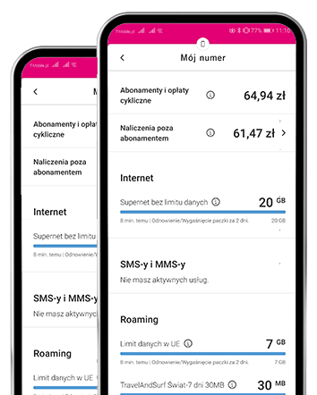 Sprawdzaj zużycie danych w aplikacji Mój T-Mobile