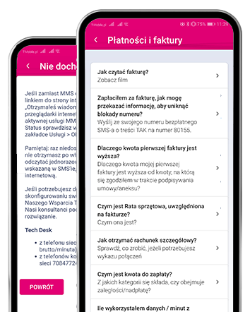 Skorzystaj z bazy wiedzy w zakładce 'Pomoc' w aplikacji Mój T-Mobile