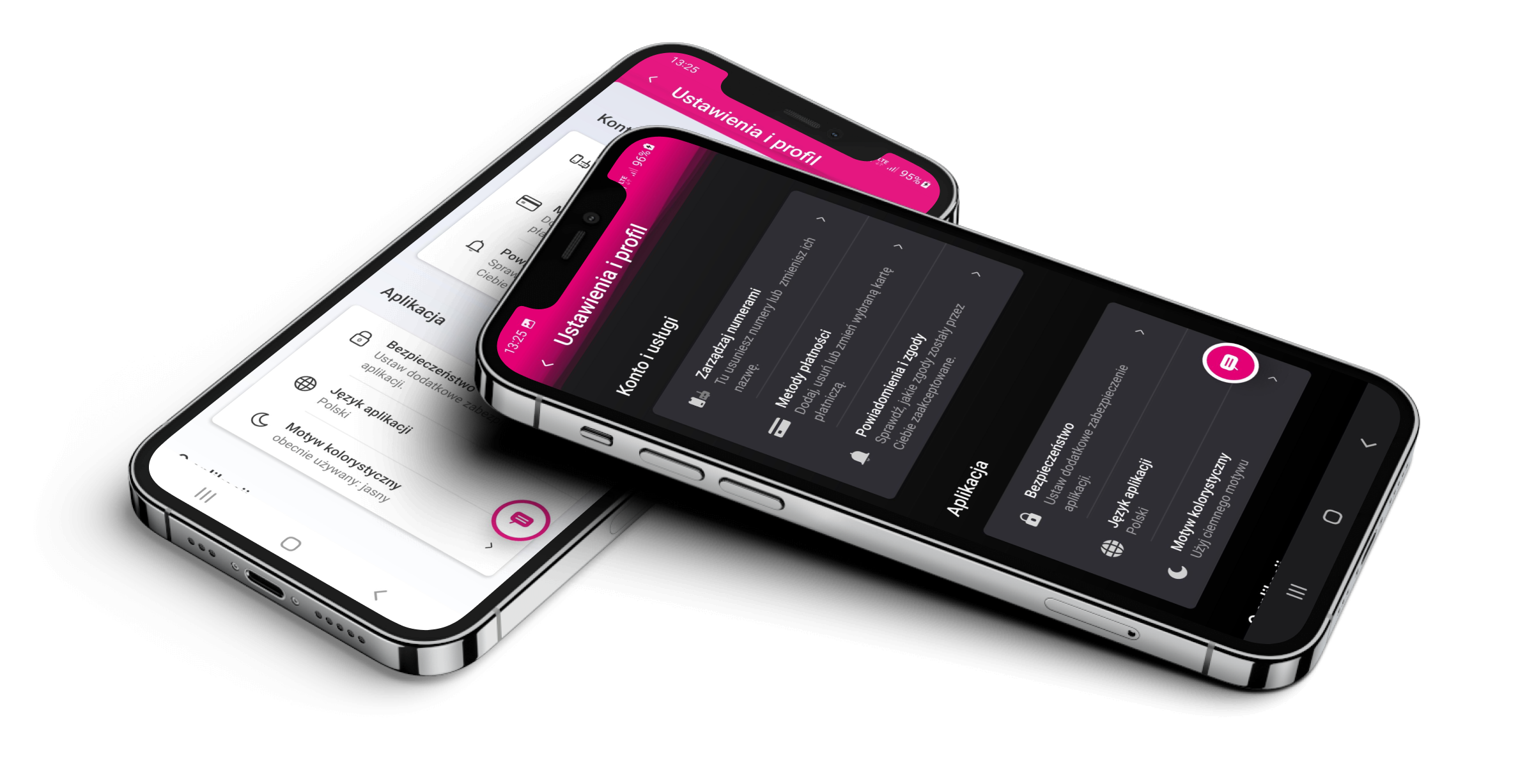 Aplikacja Mój T-Mobile dostępna w dwóch motywach - tradycyjnym i ciemnym