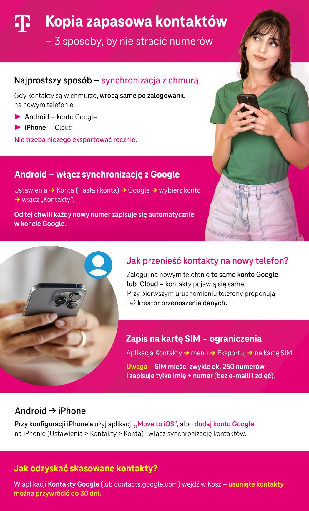 Kopia zapasowa kontaktów - 3 sposoby, by nie stracić numerów - infografika
