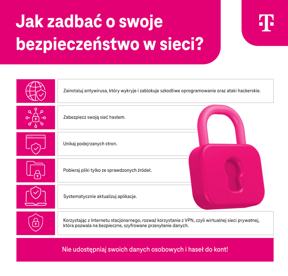 Jak zadbać o swoje bezpieczeństwo w sieci? Infografika