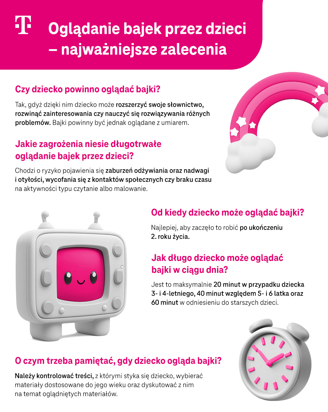 Oglądanie bajek przez dzieci – najważniejsze zalecenia - Infografika