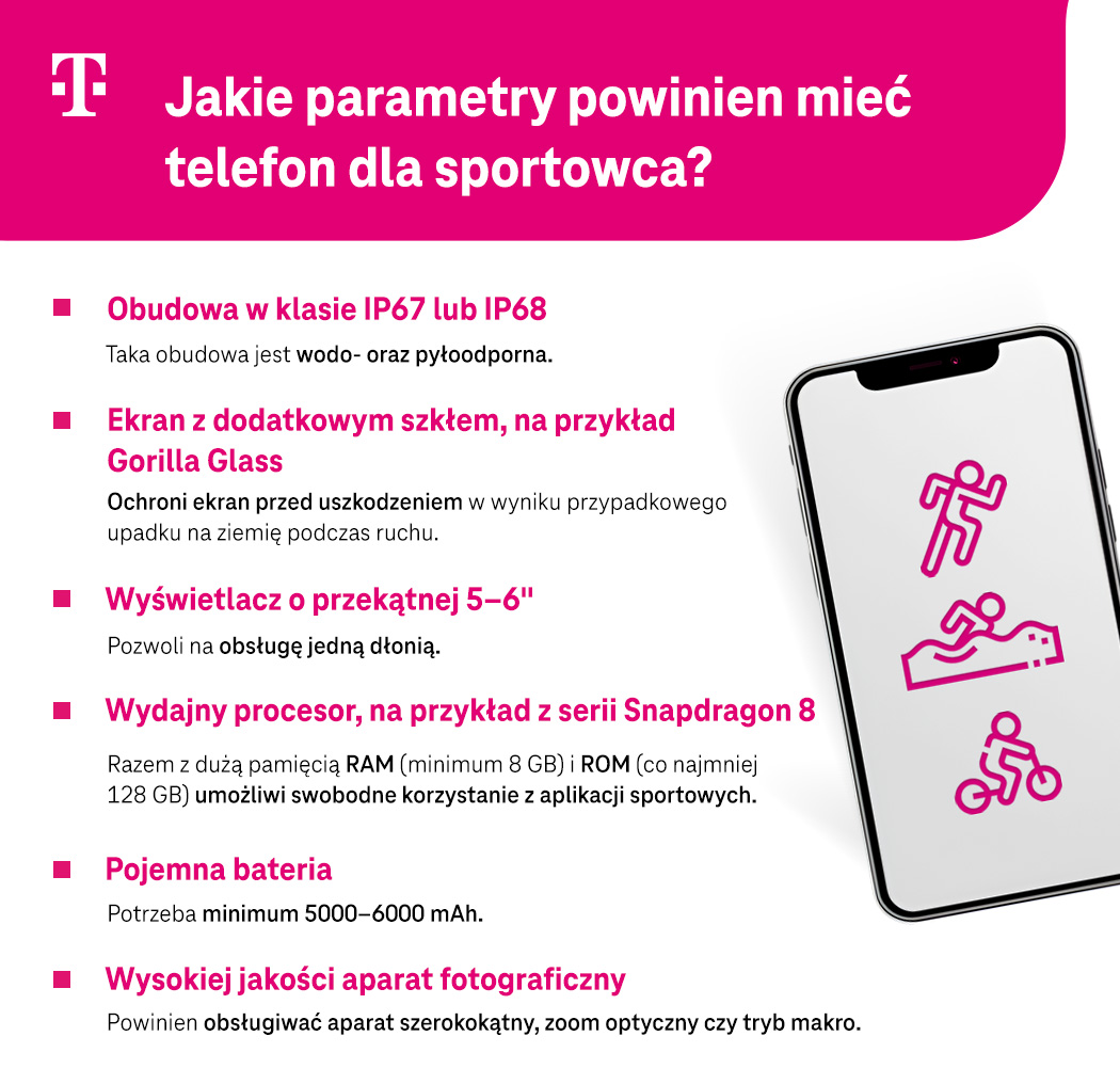 Oferta na telefon dla aktywnych i sportowców - jak wybrać najlepszą? - Infografika