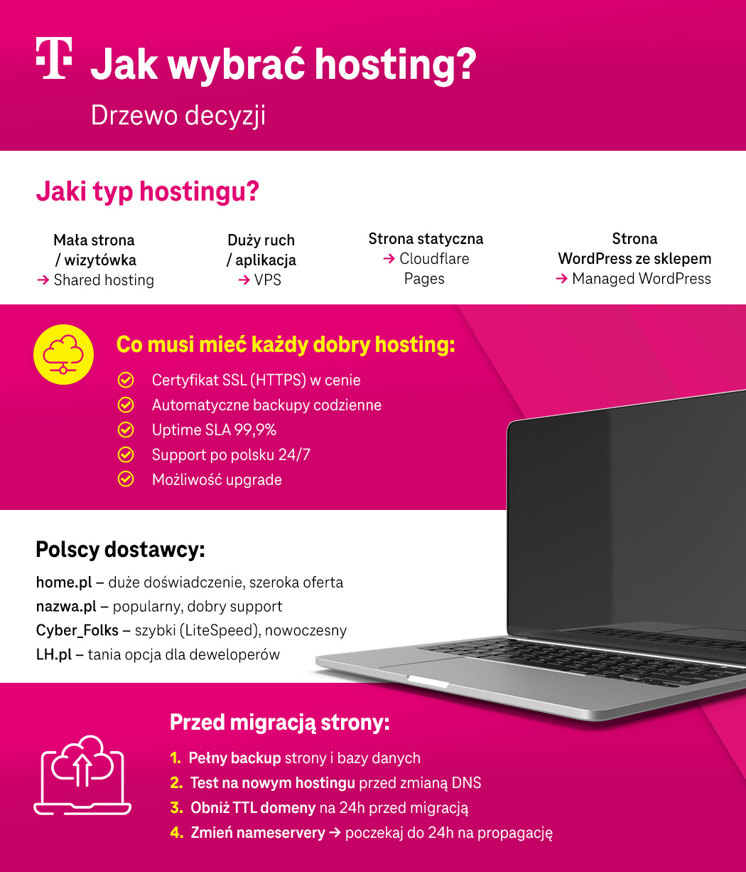 Jak wybrać hosting? Drzewo decyzji - infografika
