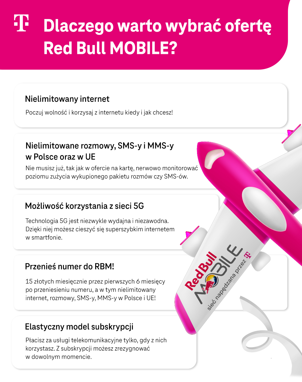 Dlaczego warto wybrać ofertę Red Bull MOBILE? - lista - infografika