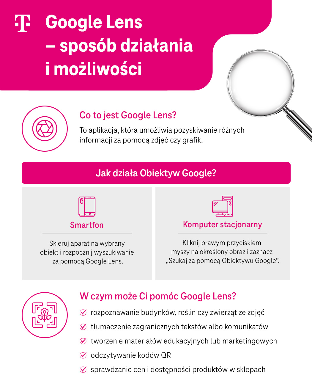 Google Lens – sposób działania i możliwości - lista i zestawienie - infografika