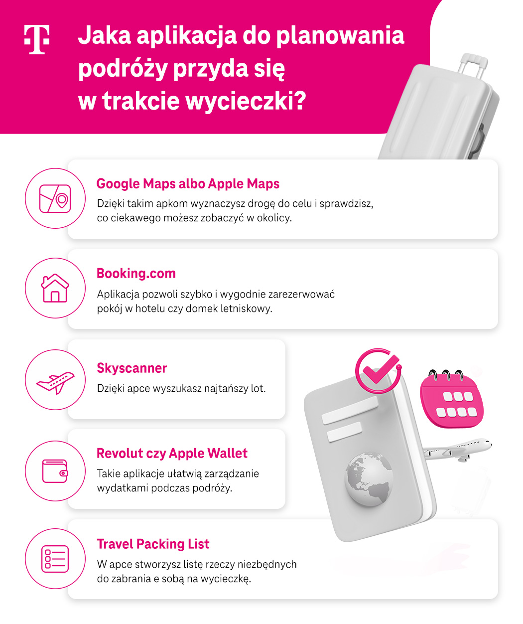 Jaka aplikacja do planowania podróży przyda się w trakcie wycieczki? Lista i opis - infografika