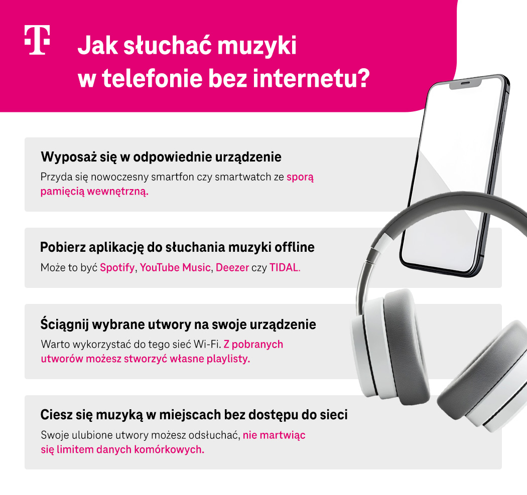 Jak słuchać muzyki w telefonie bez internetu? Lista sposobów - infografika