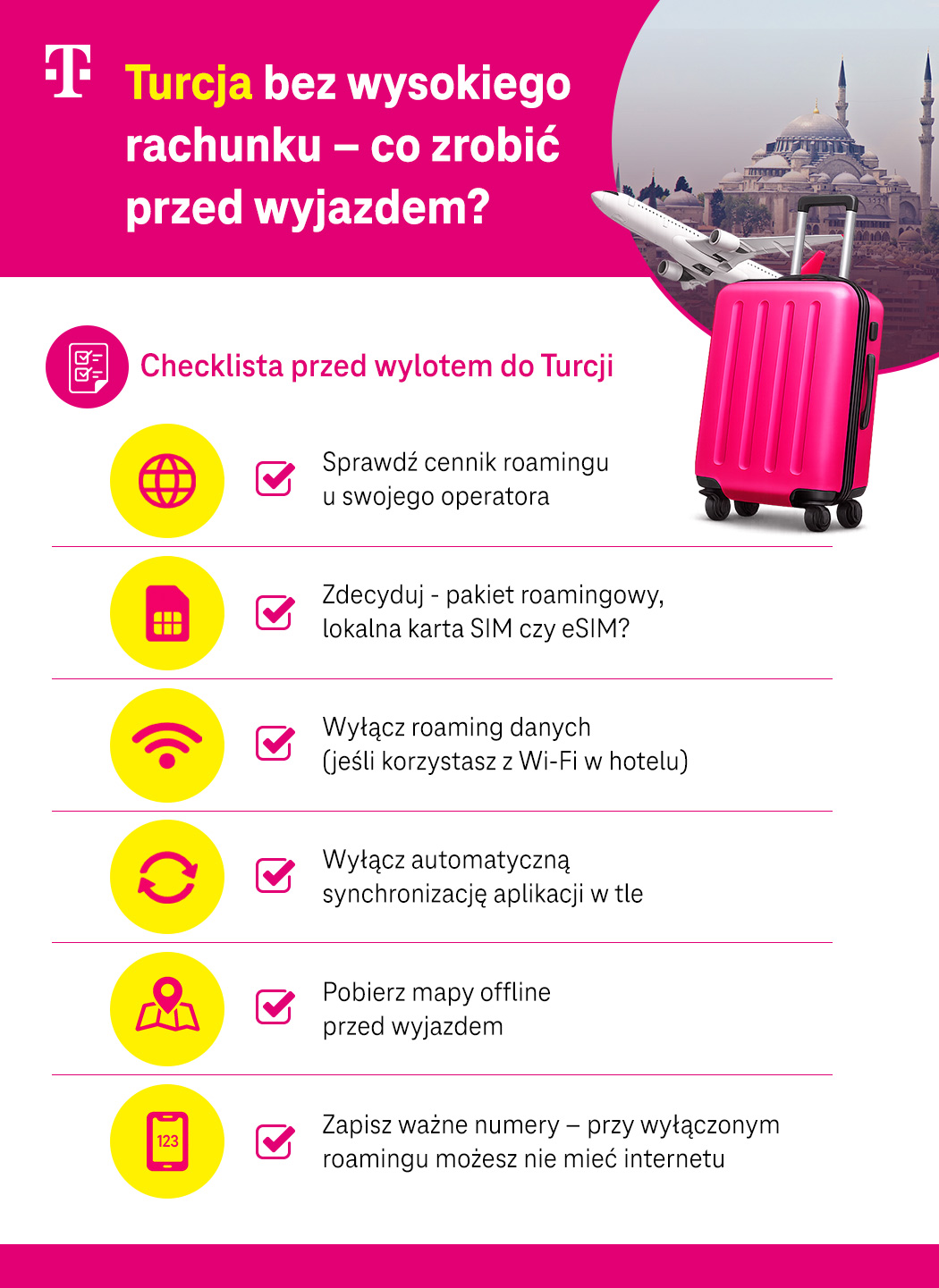 Turcja bez wysokiego rachunku – co zrobić przed wyjazdem? Checklista - infografika