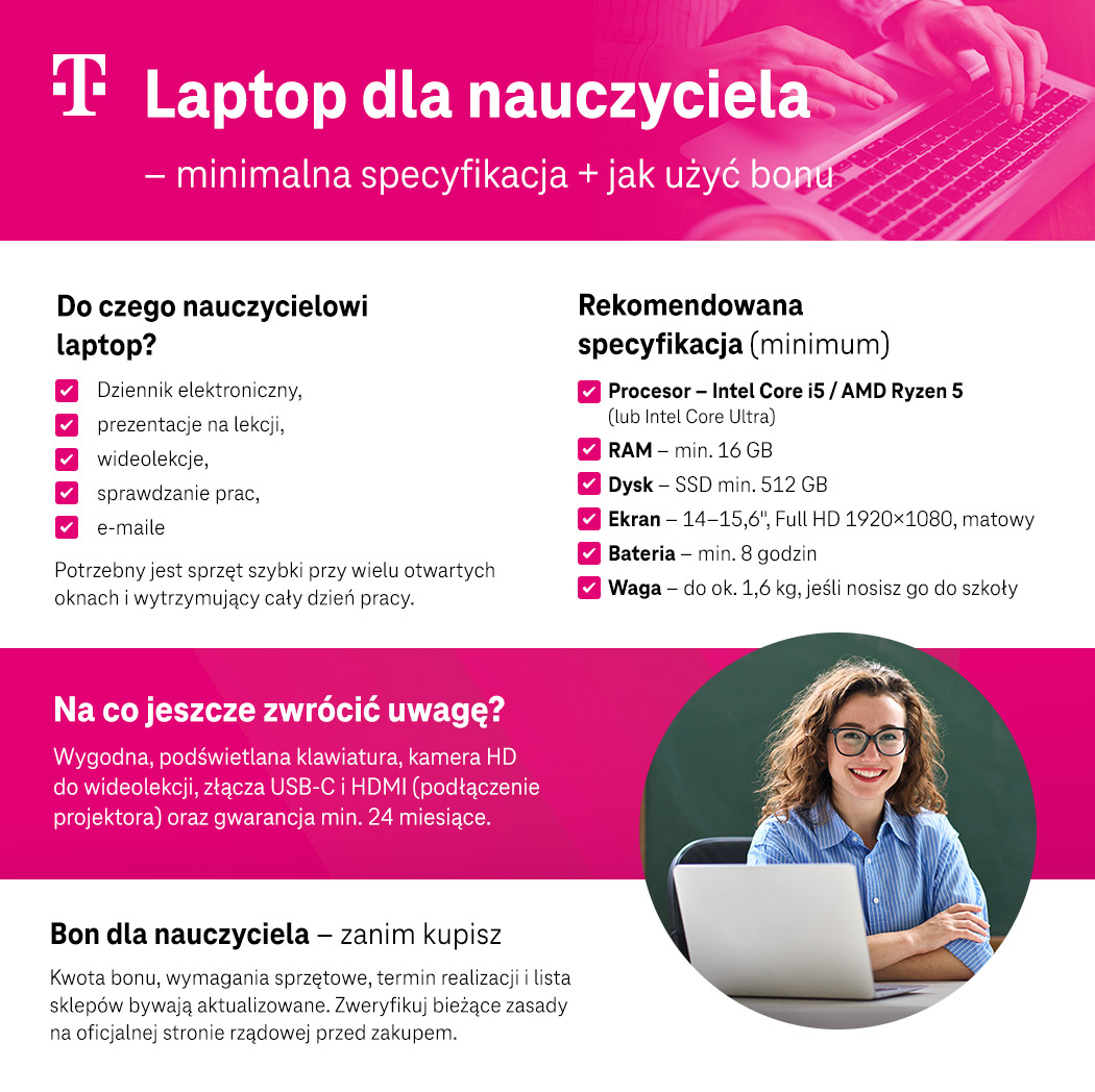 Laptop dla nauczyciela - infografika