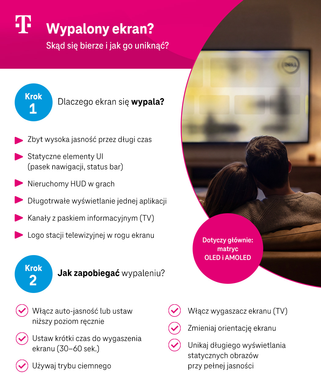 Wypalony ekran – skąd się bierze i jak go uniknąć? Lista i sposoby - infografika