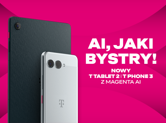 T Tablet 2 i T Phone 3 na magentowym tle