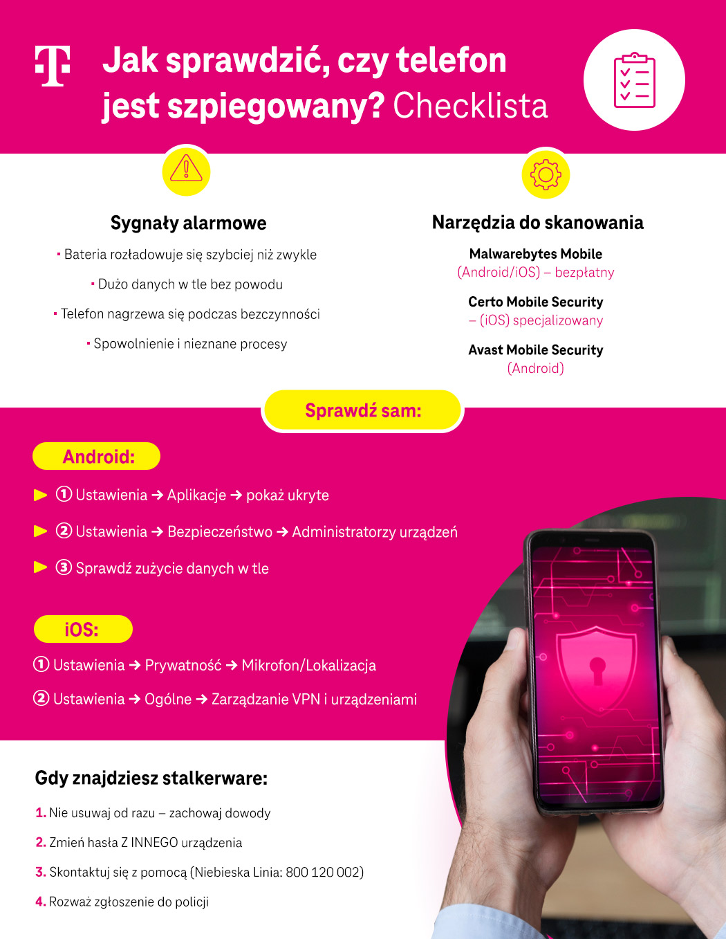 Jak sprawdzić, czy telefon jest szpiegowany? - infografika