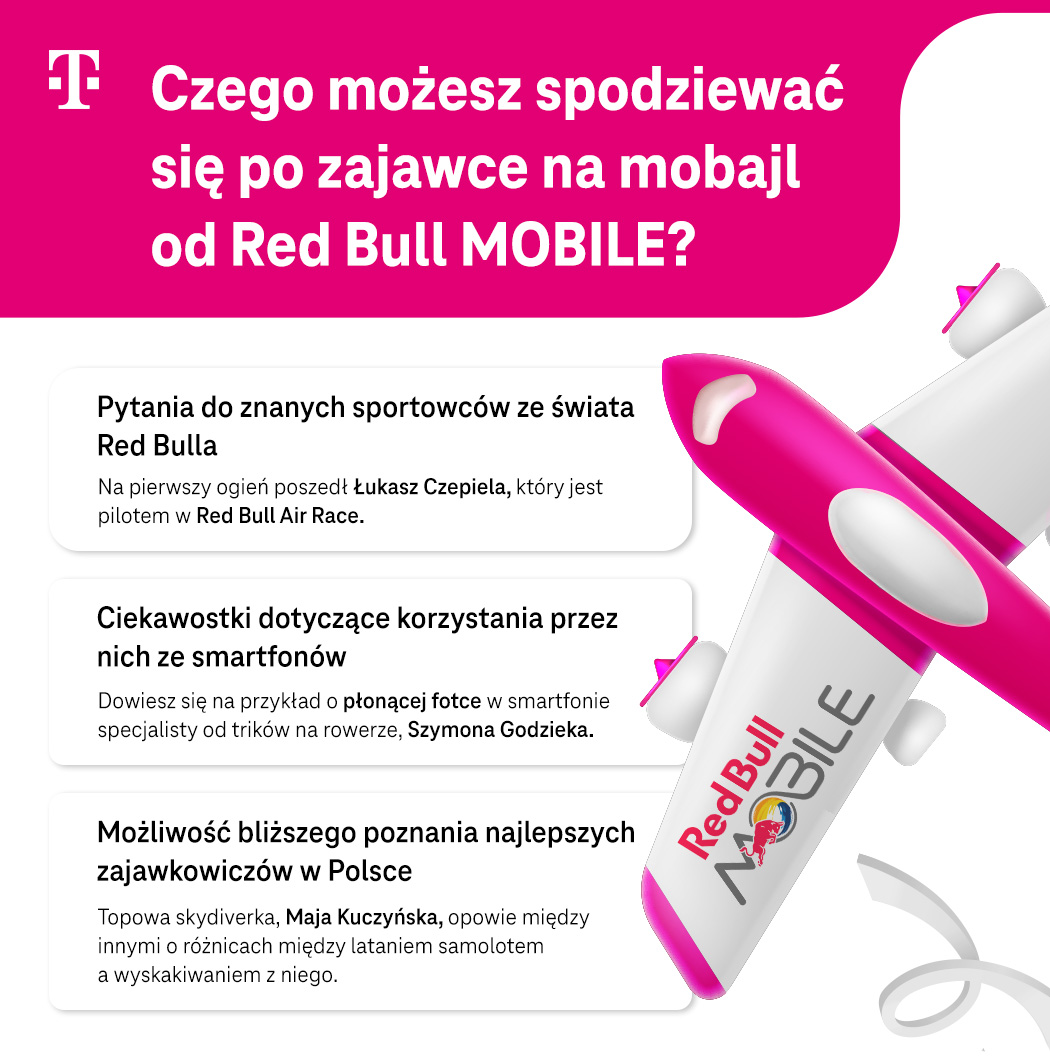 Czego możesz spodziewać się po zajawce na mobajl od Red Bull MOBILE? Lista - infografika